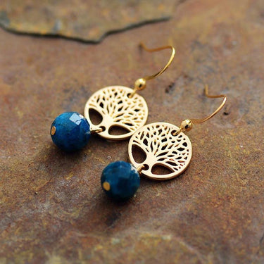 Tree of Life Heart Apatite Earrings-Your Soul Place